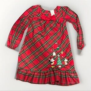 Disney Mickey & Minnie Mouse Christmas Holiday Plaid Dress – Girls 5/6